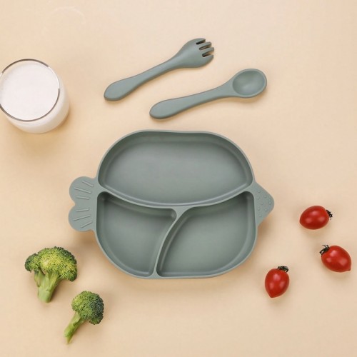 Βρεφικό Σετ Φαγητού Σιλικόνης Grey oil silicone  set_9684